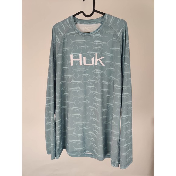 (V) HUK Performance Fishing PATTERN Long Sleeve Hoodie - Men’s LARGE - Picture 2 of 9